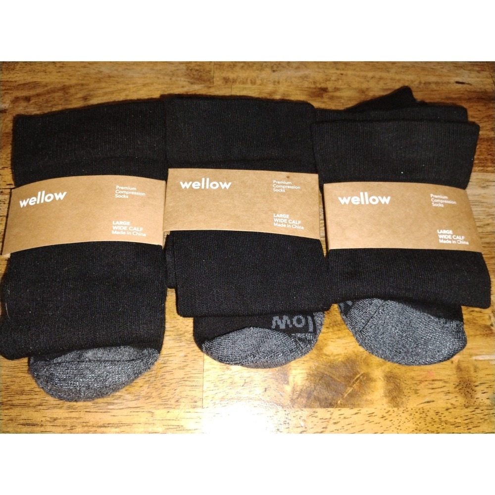 NEW Wellow Premium Compression Socks Large Wide Calf (LOT OF 3)
